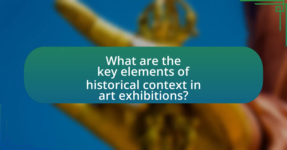 What are the key elements of historical context in art exhibitions?